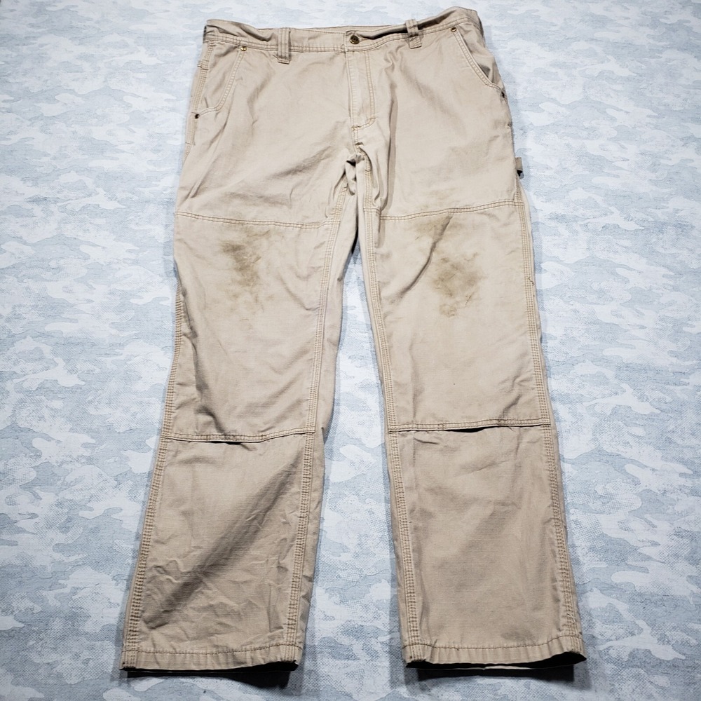 Key Pants Mens 40x32 Brown Tan Double Front Canvas Workwear Ripstop